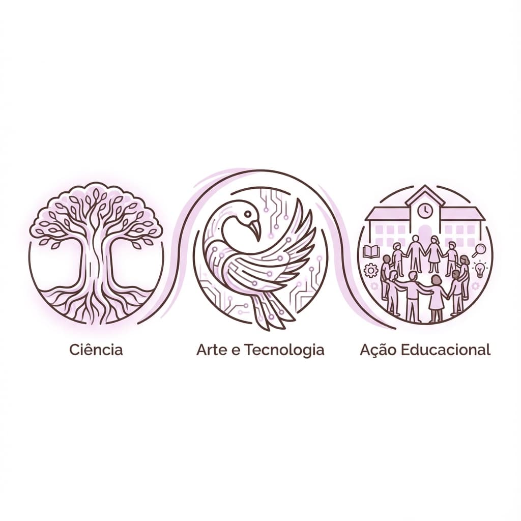 Infográfico Cultural: Baobá (Ciência), Sankofa (Arte/Tecnologia) e Ação Educacional (Conexão Humana)
