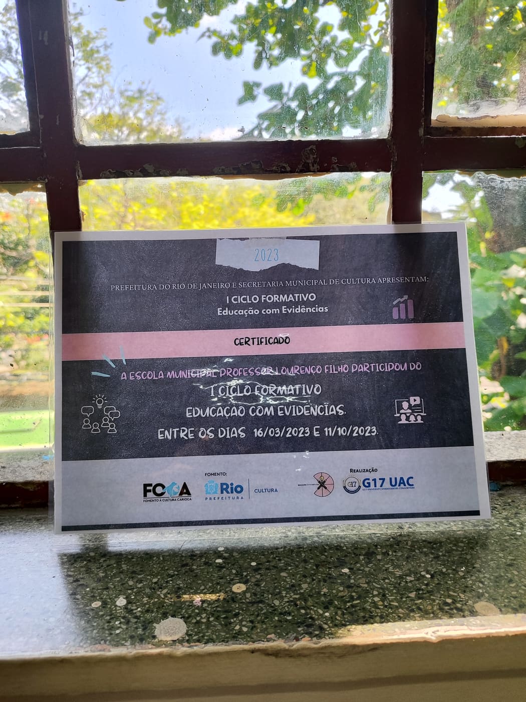 Certificado do I Ciclo Formativo Educação com Evidências, edital FOCA